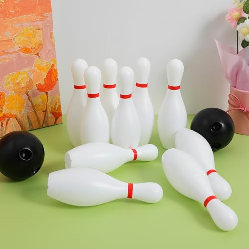 Toddmomy Kids Mini Bowling Set with 10 Pins & 2 Balls, Indoor Outdoor Sports Toy for Toddlers Ages 3-6, Educational Family Games for Boys Girls, Party Favors Birthday Gift (6.3in Tall)