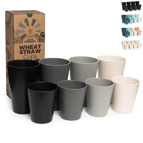 Grow Forward Premium Wheat Straw Cups - 13 & 20 oz Unbreakable BPA Free Hard Plastic Cups - Reusable Lightweight Plastic Drinking Glasses for Kitchen, Outdoor, Water, Camping, RV - Moonlight - color: Moonlight, size: 13/20oz