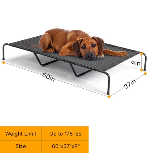 Outvita 60 Inch Elevated Dog Bed, Outdoor Cooling Raised Pet Cot, with Waterproof Textilene Mesh, Washable, Breathable, Alloy Steel Frame, Portable, Chew Proof, Indoor & Outdoor (Black) - color: Black, size: X-Large