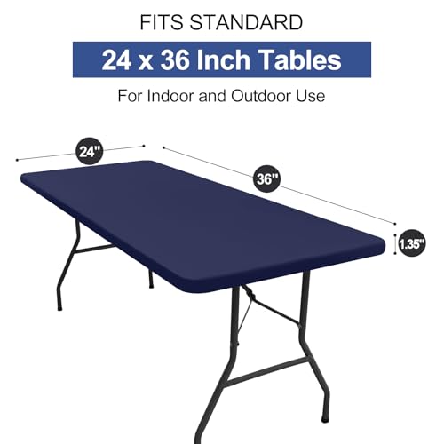 homing Rectangle Table Cloth Cover, Waterproof Polyester Elastic Fitted Tablecloth, Washable Table Protector for Picnic, Camping, Outdoor (Navy Blue, 24" x 36") - color: Navy Blue, size: 36" x 24" (Rectangular)