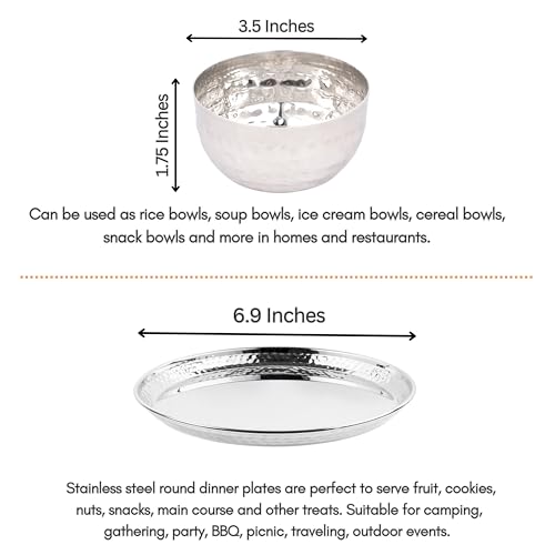Stainless Steel Dinnerware Hammered – 42-Piece Elegant Mirror Finish Design, Perfect for Festive, Daily Family Meals Dinner ~ Service for 6 - size: Service for 6 - 42 Pieces