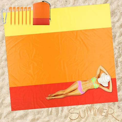 Drydiet Extra Large Beach Blanket Sandproof Waterproof 10 x 9 ft Beach Mat for 2-8 Adults Oversized Quick Drying Outdoor Picnic Blanket Lightweight Sand Free Mat for Travel Camping Hiking(Yellow) - color: Yellow