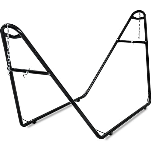 gafete Universal 2 Person Hammock Stand Only, 600 lbs Capacity, Fits 9 to 14ft Hammocks, Adjustable Double Heavy Duty Powder-Coated Steel Stand for Outside, Multi-Use (Black) - color: Black
