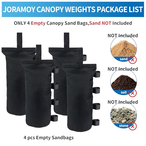 Joramoy Heavy Duty Canopy Weight Bags(120LBS) for Pop up Canopy Tent, Canopy Weights Set of 4, Leg Weights Sand Bags for Instant Outdoor Sun Shelter Patio Umbrella(Without Sand) - color: Black, size: 120lbs
