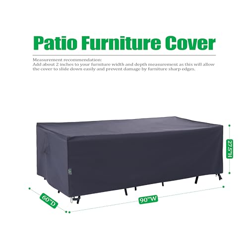 F&J Outdoors Patio Furniture Covers, Waterproof UV Resistant Rip-stop Cover for Outdoor Furniture, Grey, 90"Wx60"Dx27.5"H - size: 90"(W)x60"(D)x27.5"(H)