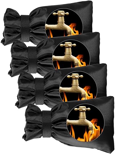 Wohohoho Outdoor Faucet Covers for Winter, 4 Packs Pro 10" H x 7" W Black Outside Faucet Cover Freeze Protection, Reusable Waterproof Insulated Spigot Cover, Thickened Garden Faucet Socks Hose Bibs - color: Black