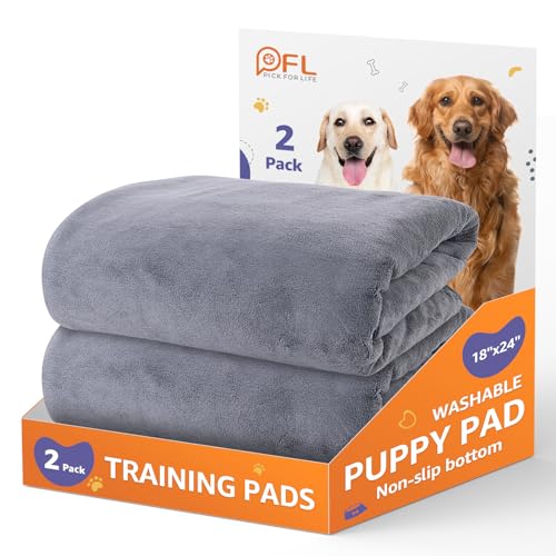 Washable Dog Pee Pads 24x36 2Pack Reusable, Absorb Dog Mats Non-Slip for Puppy Training, Whelping, Potty, Playpen, Crate - size: 24"x36"-2PACK