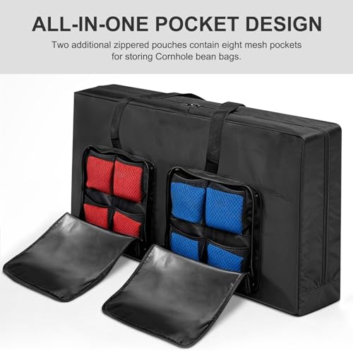 ALSLEA Cornhole Board Carry Bag - Heavy-Duty 600D Oxford Storage Case Fits 4'x2' Regulation Boards | Tailgate, Beach, Backyard Game Transport & Organizer Black - color: Black-3 Pockets
