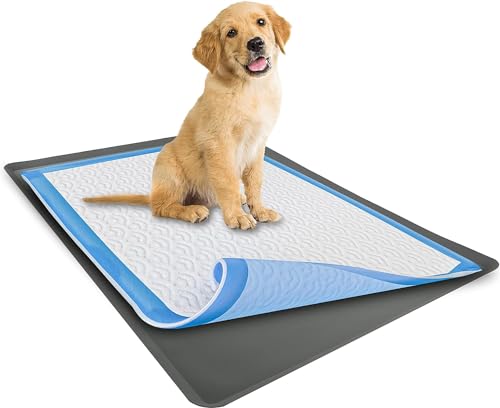 TidyFriend 2 Pack Dog Pee Pad Holder Tray Fits Up to 30” x 36” Wee Wee Pee Pads - Stable Grip, Raised Edges, Quick-Wipe Silicone Surface Dog Potty Tray Holder for Indoor Flooring Protection (Grey) - color: Gray, size: 2 Pack