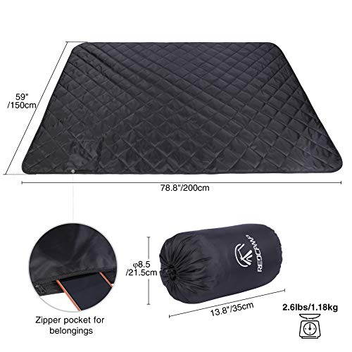 REDCAMP Large Camping Blanket with Sherpa Lining, Cold Weather Warm Outdoor Blanket Windproof for Camping Stadium, Hiking, Machine Washable （59"x 79"） - color: Black 59"x 79"