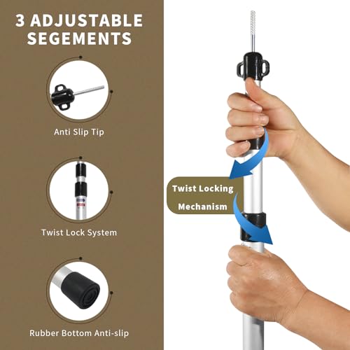 Tarp Poles, Telescoping Tent Poles, Ultra-Lightweight Portable Aluminum Sun Shade Poles That Extends Up to 7'6",Suitable for Camping, Tent, Awning, Beach Shelter(2 PCS) - color: Silvery