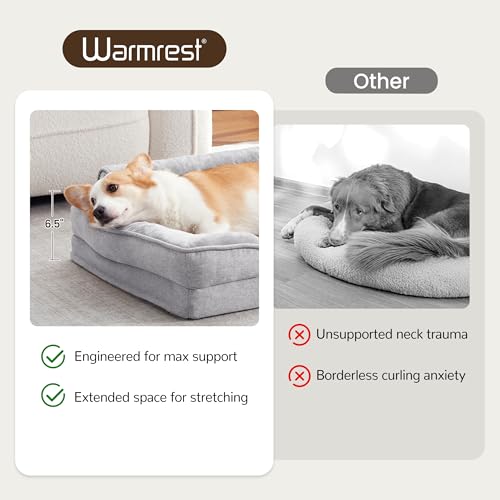 Orthopedic Dog Beds for Large Sized Dogs, Waterproof Egg-Crate Foam Pet Couch Bed with Soft Side, Non-Slip Dog Sofa with Flannel Removable Washable Cover, 35"L Supportive Pet Sofa, Light Grey - color: Light Grey, size: 35"L x 25"W x 9.5"Th