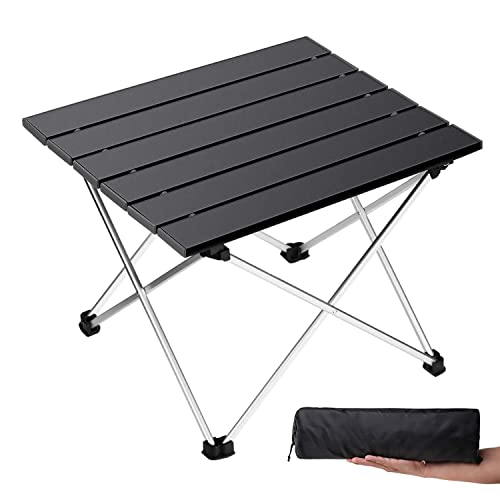 Grope Portable Camping Table with Aluminum Table Top, Folding Beach Table Easy to Carry, Prefect for Outdoor, Picnic, BBQ, Cooking, Festival, Beach, Home Use (Black-M) - color: Black, size: Medium