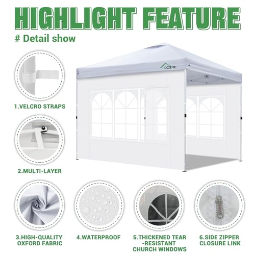 Acepic 2Pcs Instant Canopy Tent Sidewalls for 10x10 Pop-Up Canopy, Garden Gazebo, 210D Oxford Fabric Waterproof, White (Canopy Tent NOT Included) - color: White, size: 10*10ft 2pcs