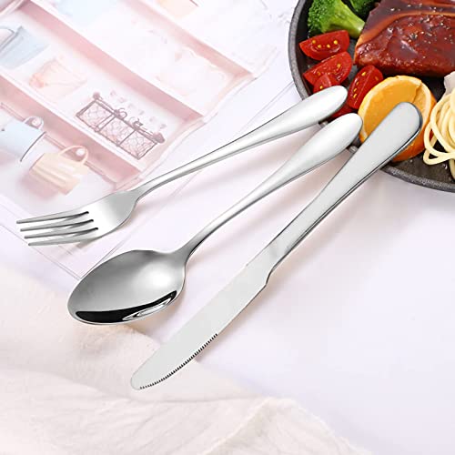 Portable Utensils Set with Case,Reusable Office Flatware Set,Healthy Travel Cutlery Set 3 PCs Stainless Steel Fork, Spoon,Knife Cutlery Ideal for Travel, Lunch Box and Camping (Silver-3PCs) - color: Silver - 3 PCs
