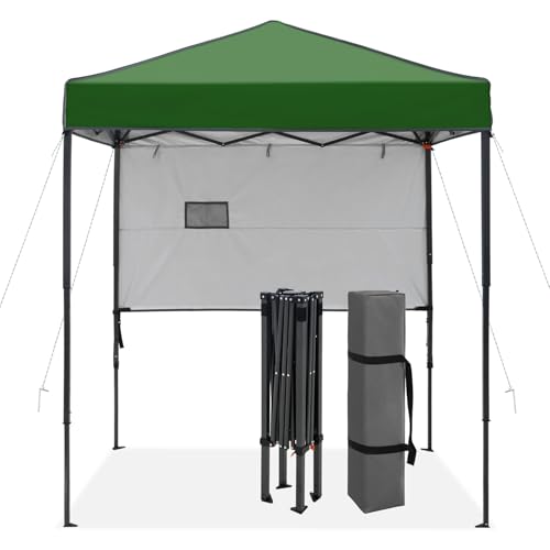 6x4 Pop Up Canopy Tent with Half Wall Panel, Instant Portable Beach Canopy, Outdoor Tent with Carry Bag for Camping, Sports, Tailgating, Events, Green - color: Green, size: With Half Wall