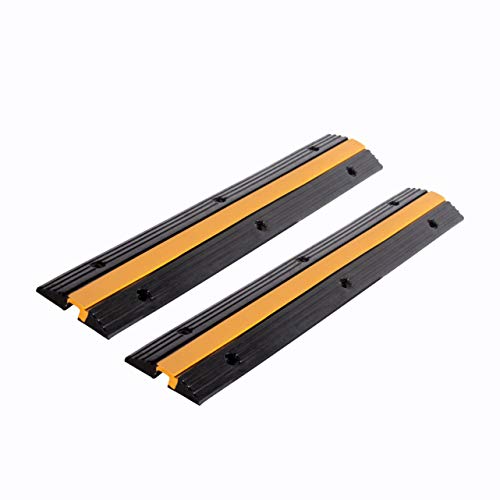 2 Pack Rubber Cable Ramp Hose Cable Protector Ramp 1 Channel 11000Lbs Load Capacity Traffic Speed Bump Wires Power Lines Extension Cord Cover for Indoor Outdoor - color: 11000Lbs-1Channel-2Pack
