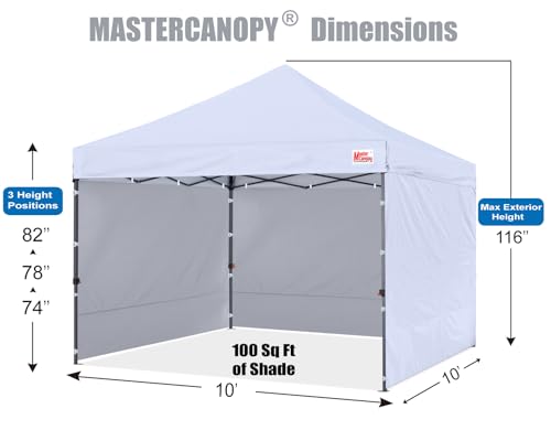 MASTERCANOPY Heavy Duty Pop-up Canopy Tent with Sidewalls (10x10,White) - color: White, size: 10x10