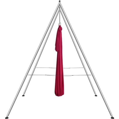 VEVOR Yoga Stand Frame, Max 441-551 lbs Load Swing Stand, Triangular Structure Aerial Rig, Aerial Silk Stands with Yoga Hammock, Standard & Height-Adjustable Version - color: Red, style: Standard Version