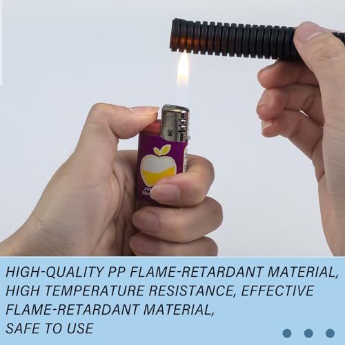 Kanayu Split Wire Loom Tubing Flame Retardant Wire Covering High Temperature Cable Sleeves Split Protector Cable Conduit for Industrial Electrical Automotive Marine(1/2''-25 ft,Black) - color: Black, size: 1/2''-25 Ft
