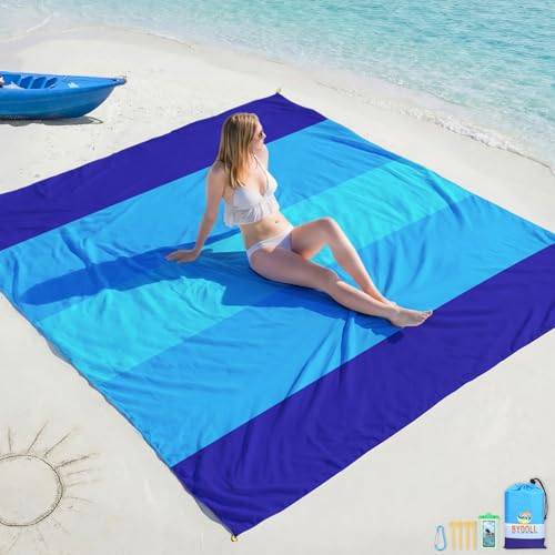 BYDOLL Beach Blanket 10'X9' Waterproof Sandproof Suits1-8 Adults Oversized Lightweight Large Blanket Picnic Mat for Beach Sand Free Travel Camping Hiking Picnic - color: Blue5, size: 10'X9'