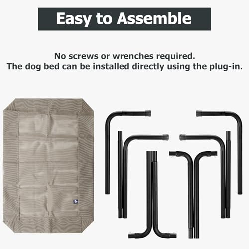 Elevated Dog Bed for Outdoor, XXL Raised Dog Cot Indestructible with Washable Mesh, Cooling Summer Pet Cot Chew Proof for Outside Camping Travel, 51 inch Brown - color: Brown, size: 51"L x 31"W x 8"Th