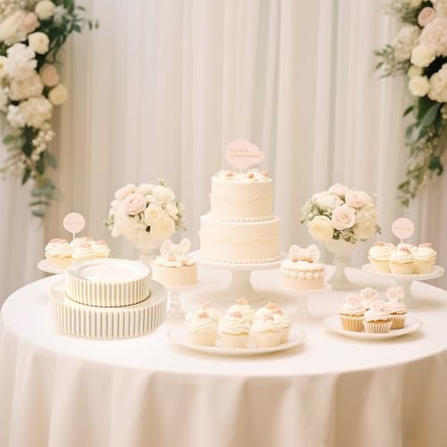 U-QE 60PCS Ivory Plastic Plates - Beaded Ivory Plates Disposable Heavy Duty - Perfect for Party, Baby Shower, Wedding, Birthday - Include 30PCS 10inch Dinner Plate & 30PCS 7inch Dessert Plate - color: Ivory