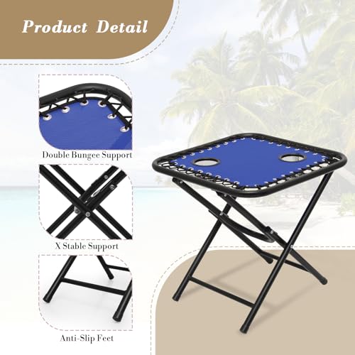 Athena Collection Zero Gravity Outdoor Lounge Chair Set of 2 with Side Table, 25" Width Pool Lounge Lawn Chairs Reclining with Cup Holder, Outdoor Chaise for Beach Patio Backyard Outside, Blue - color: Blue, style: 25" Width