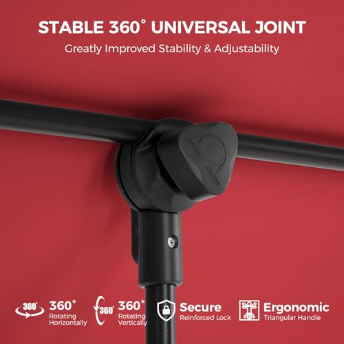 HOMSHADE 6x4ft Outdoor Balcony Umbrella - Flat Porch Pool Patio Umbrella Rectangular Canopy Shade UPF50+ UV Protection 360° Rotating & Tilting All Angles Applicable (Red, No Base) - color: Red