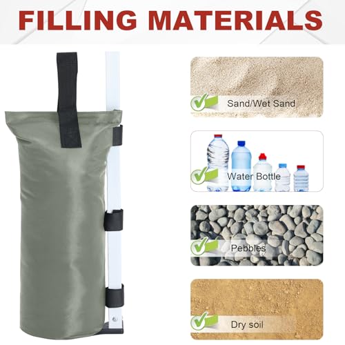 ABCCANOPY Canopy Weights Set of 4-120LBS Sand Bags for Pop up Tent, Weight Bags for Outdoor Gazebo, Trampoline, Pergola, Gray (Without Sand) - color: Gray, size: 120lbs