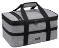 MIER Insulated Double Casserole Carrier Thermal Lunch Tote for Potluck Parties, Picnic, Beach, Fits 9 x 13 Inches Casserole Dish, Expandable by Mid Zipper, Gray - color: Gray