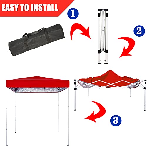 Sunnyglade 6x4 Ft Pop-Up Canopy Tent Outdoor Portable Instant Shelter Folding Canopy with Carry Bag - color: Red