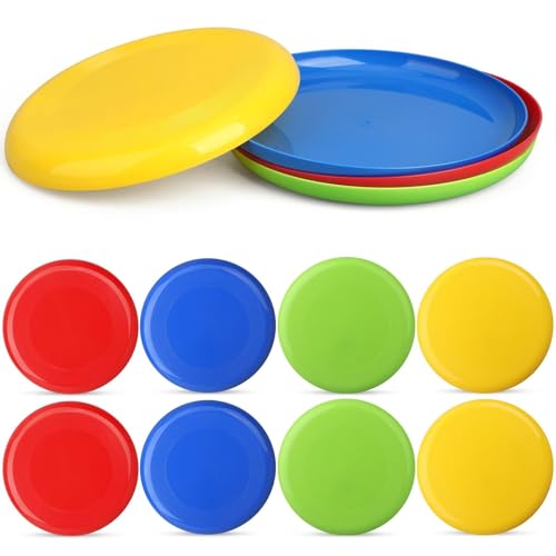 LNCOJOLM 8" Flying Disc Sport Trainning Disc Toy, Beach Toy Outdoor Accessories for Backyard Lawn Park, Birthday Gift Set for Kids Boys Girls, Throwing and Catching Activities (8 Pack)