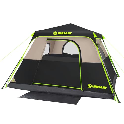4/6/8/10 Person Instant Tent, Waterproof Pop Up Tents for Camping with Rainfly, 60 Seconds Easy Setup, Automatic Cabin Tent for Family Camping with Expandable Carry Bag & Upgraded Ventilation - color: Black, size: 4 Person