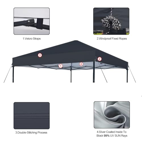 Joramoy 10×10 Canopy Replacement Top Only, Waterproof Pop Up Canopy Tent Top Cover with Ropes, Instant Canopy Top Sunshade Sliver Coated for Outdoor Garden Patio Camping (Black) - color: Black, size: 118"×118" Top Only(301×301cm）