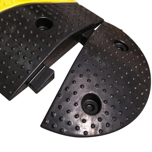Speed Bumps for Asphalt Fold Rubber Speed Humps with Yellow Targets for Gravel Driveway Concrete Road, 1 Pack - color: Black and Yellow
