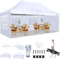 COBIZI 10x20 Pop Up Canopy with 4 Sidewalls, Conical Party Tent 10x20 with 3 Adjustable Height Waterproof, UV-Resistant with Carry Bag, Sandbag, Stake, Ropes for Parties, Commercial (Frame Upgraded) - color: White, size: 10x20FT with 4 sidewalls