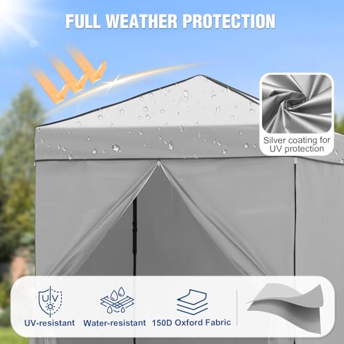 6x4 Pop Up Canopy Tent with Four Wall Panels, Instant Portable Beach Canopy, Outdoor Tent with Carry Bag for Camping, Sports, Tailgating, Events, Gray - color: Gray, size: With Four Walls