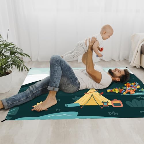 Camping Pocket Picnic Blankets, Camp Mini Beach Camping Blanket Waterproof Sandproof, Welcome to The Adventure RV Outdoor Picnic Blanket Mat Gifts for Camper Campsite Travel Hiking 55x60in - color: Hill
