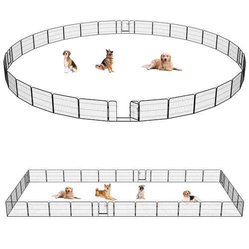 FDW Dog Playpen Dog Pen Dog Kennel 32 Panels 24 Inch Height Indoor Outdoor Folding Metal Portable Puppy Exercise Pen Heavy Duty Dog Fence for Yard Camping,Black - style: 32 Panels