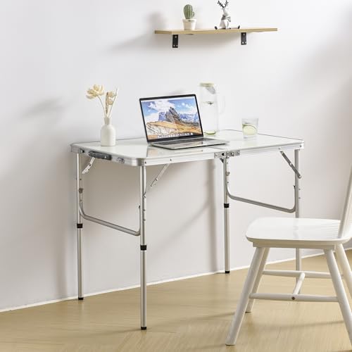 YUFIFAIRY Aluminum Camp Table, Folding Table Portable,Lightweight,Foldable with 2 Adjustable Height, Indoor Outdoor Table for Cooking, Picnic, 2 Heights, 36''L x24''W - color: Silver, size: 36''L x24''Wx28"H