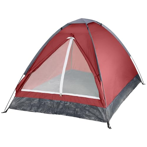 2 Person Outdoors Camping Tent with Rain Fly and Carrying Bag - Lightweight Outdoor Pop Up Tents for Camping Essentials, Music Festivals, Backpacking, Hiking, or Beach Shelter by Wakeman Outdoors - color: Red