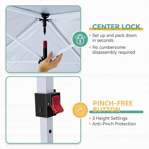 COBIZI 10x10 Pop up Canopy Tent, 10 by 10 Easy Setup Pop up Gazebo with 4 Sidewalls & Center Lock, Small Portable Instant Waterproof Outdoor Tent Canopy for Patio Backyard Vendor Event Sports (Black) - color: BLACK, size: 10x10FT with 4 sidewalls