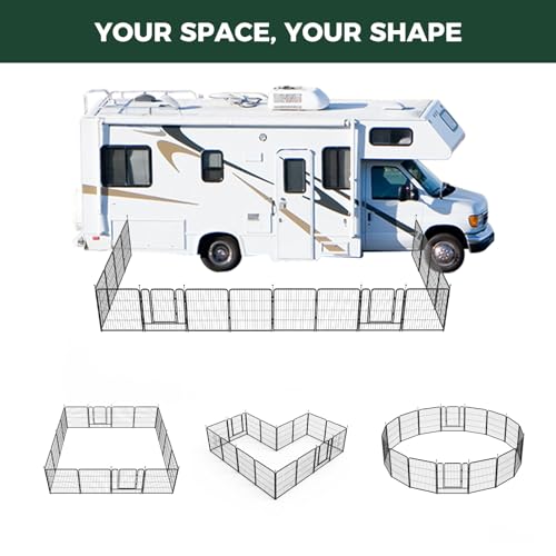 FXW Instant Unleashed Dog Playpen, Portable Pet Fence for Outdoor, RV Trips, and Camping, 24inch, 16 Panels for Puppy and Small Dogs│Patented - size: 24"H