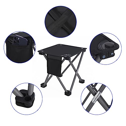 Roptat Camping Stool,Portable Folding Compact Lightweight Stool Seat for Camping Fishing Hiking Gardening Outdoor Walking Backpacking Travelling and Beach with Carry Bag (Black) - color: Black