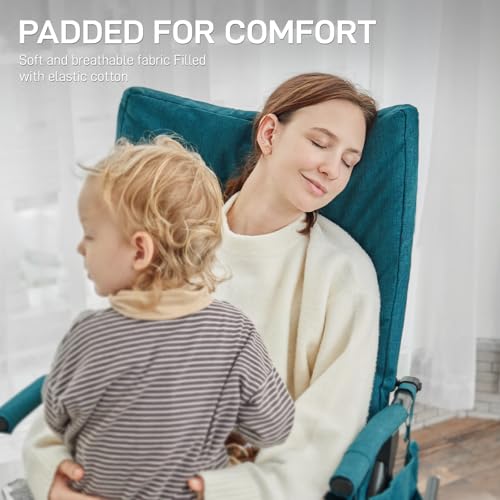 EVER ADVANCED Oversized Folding Rocking Camping Chair, Padded Portable Rocker Chair for Patio, Lawn and Outdoors, Heavy Duty Hard Armchair for Adults Supports 400lbs, Green - color: Green, style: Classic