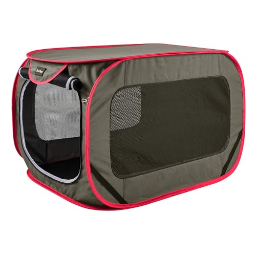 Large Pop Up Kennel,Collapsible Travel Pet Crate, Indoor and Outdoor Portable Dog Enclosure, Portable Pet Car Seat Kennel (Coffee, Large) - size: Large