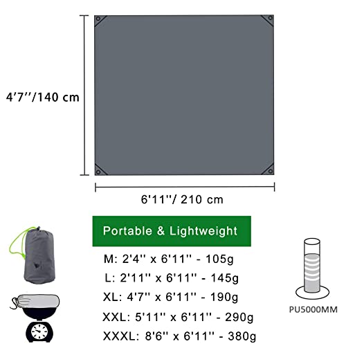 GEERTOP Portable Waterproof Tent Footprints Lightweight Camping Tent Ground Sheet Mat Sunshade Shelter for Outdoor Backpacking Hiking Picnic Travel - size: 4'7'' x 6'11''