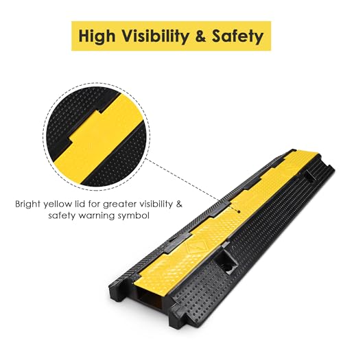 Yescom Cable Ramp Protector 1 Channel Garden Hose Protecitive 22000 Lbs Load Capacity Heavy Duty Speed Bump for Road Driveway Walkway - size: 2.4"h - 1 Channel