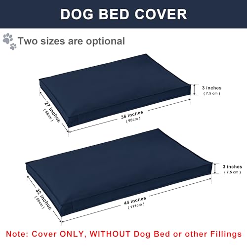 Dog Bed Covers Replacement Washable, Waterproof Dog Bed Cover with Zipper, 44Lx32Wx3H inch Durable Oxford Pet Bed Cover for Outdoor/Indoor Use, Cover Only, Navy Blue - color: Navy Blue, size: 44*32*3 inch